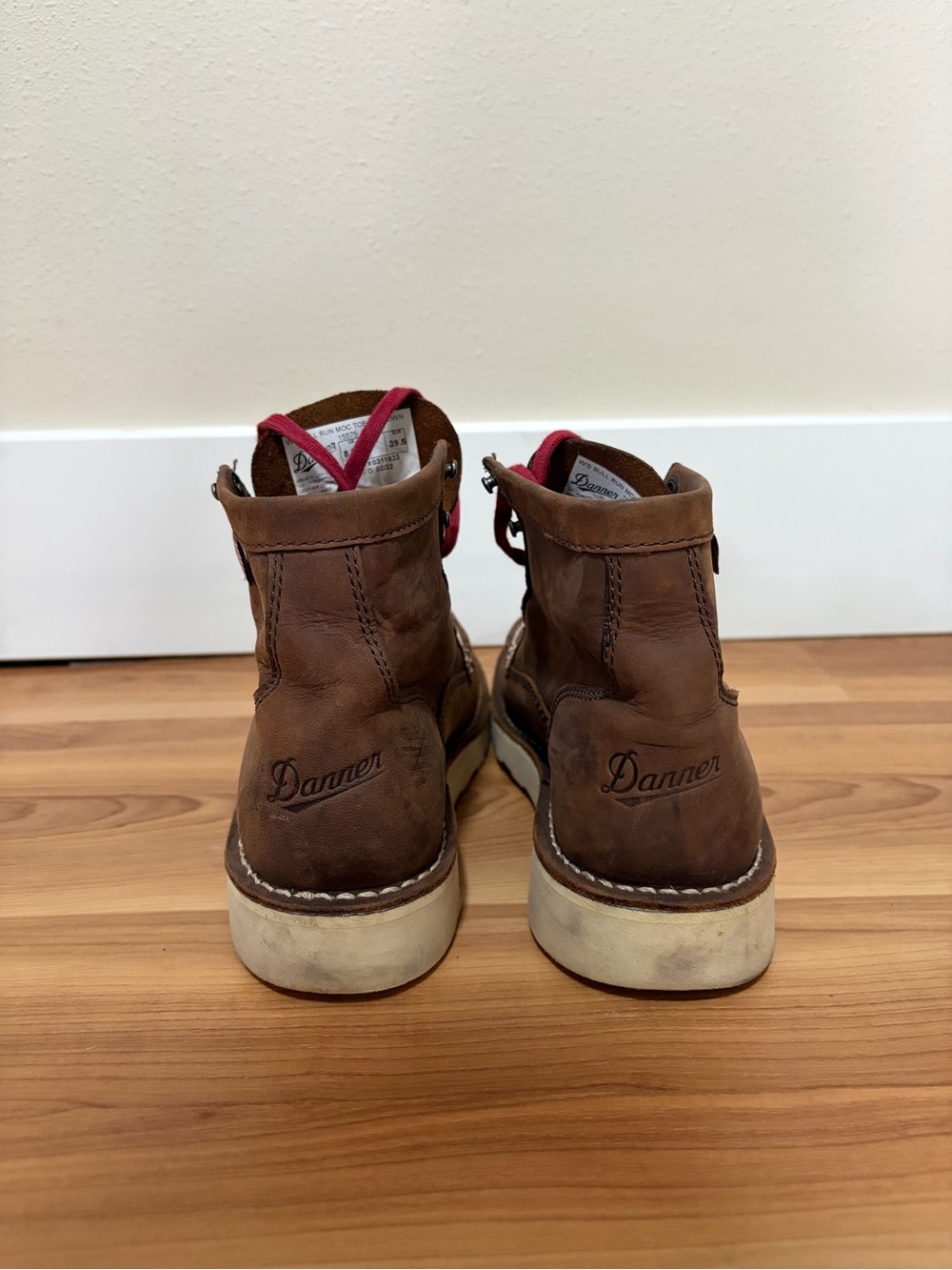 Danner Brown Leather Moc Toe Boot with Red Laces - Picture 5 of 6